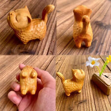 A Tsundere Cat -- Wooden Statue animal Carving Wood Figure Decor Gifts Ornament picture