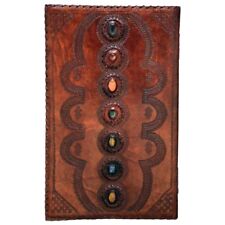 Huge 7 Chakra Stones Mandala 22x14 Handmade Leather Coven Size Book of Shadows picture