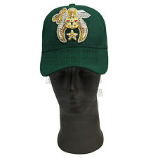Masonic Gold Tassel Shriner Jewel Embroidered Green Baseball Cap - Handcrafted picture