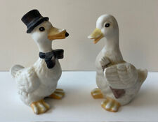 Mr & Mrs Goose Figurines VTG 1960s Top Hat Bow Tie Cigar Ceramic Geese picture