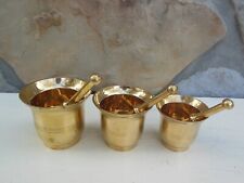 Vintage MCM Solid Brass Mortar & Pestle Set New Old Stock Mid Century picture