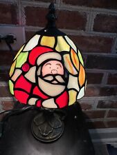Elements Tiffany Style Stained Glass Santa Lamp  5 3/8 x 11 1/2 picture