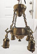Antique Early 1900's 4 Bell Electric Victorian Brass Chandelier Heavy 13 