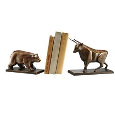 Stylish Cast Iron Bull and Beautiful Bear Bookends Pair Lodge Indoor Home Décor picture