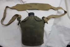 US Military Issue WW2 WWII  1943 Metal Water Canteen with Canvas Pouch Set T7 picture