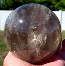 Big 4 Inch Brazil SMOKY QUARTZ Crystal Sphere Ball with RAINBOWS For Sale picture