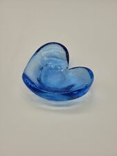 Fire & Light Recycled Cobalt Blue Glass Heart Tealight Holder Trinket Dish 3” S1 picture