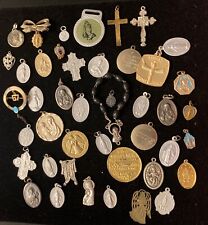 Vintage Lot Of 43 Catholic Jesus Mary Religious Medals Saints Angel Italy Roma picture
