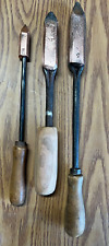Lot of 3 Vintage Antique Soldering Irons Mixed Handles and Heads Copper & Wood picture