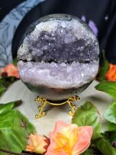 Stunning Large Druzy Amethyst Crystal Sphere 8.8cm 767g Healing Reiki Orb picture