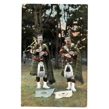 Highland Pipers Postcard 1909 Valentine's Series Bagpipes Tartan Great Britain picture