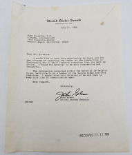 1986 Signed Letter From Senator John Glenn picture