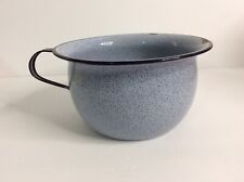 Vintage Enamelware Graniteware Chamber Pot Thunder Mug Gray Blue Speckle picture