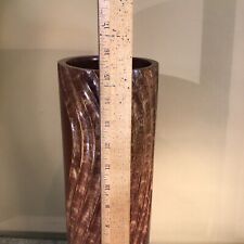 Vtg Solid Natural Wood Decorative Floor Vase By Villacera Hand Crafted 15” picture