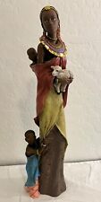 African Woman figurine Statue Children , Lamb,  17” tall picture