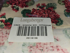 Longaberger 2002 May Geranium Window Box Planter Basket Liner #20116136 - NEW picture