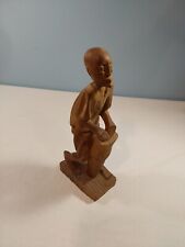 Wooden Carved Brown African Standing Figurine Statue 13 Inch Sculpture  picture