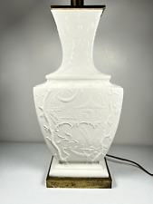 Paul Hanson Table Lamp Porcelain Asian Pagoda Mid Century Chinoserie White FLAWS picture