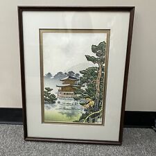 Vintage Original Woodblock Print Golden Pavilion in Rain by Nisaburo Ito Framed picture