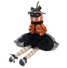 Vintage Primitive Style Pumpkin Head Shelf Sitter Doll Halloween JOL Folk Art picture