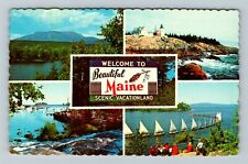 ME-Maine, Welcome To Beautiful Maine, Mountains, Lighthouse Vintage Postcard picture