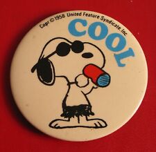 VINTAGE 1958 SNOOPY BUTTON PIN CHARLES SCHULTZ ULTRA COOL  picture