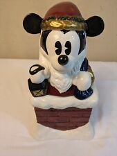 Retired Disney China Christmas Mickey Mouse Santa Claus Gifts Chimney Cookie Jar picture