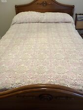 Antique Handmade VTG 50’s Crocheted Bed Spread Coverlet Star Floral Design picture