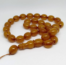 Vintage Egg Yolk Amber 63gr Islamic collectible 33Oval Brayer Beads W/out Tassel picture