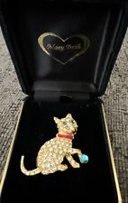 Vintage, Rare Swarovski “Playful Kitty” Brooch By Mary Beth In Box With Papers picture