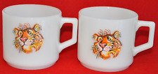 Vintage Fireking Esso Exxon Tiger Milk Glass Coffee Cups Lot of 2 picture
