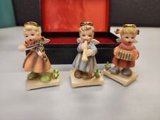 Set Of 3 NapcoWare 1959 Ceramic Angels Figurine Gold Wings & Halo C4012 Japan picture