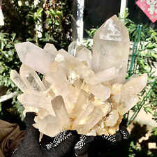 8.61LB   Clear Natural Beautiful White QUARTZ Crystal Cluster Specimen picture