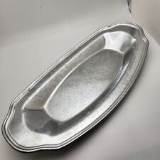 Vtg  Irvinware Silvertone Chrome Etched Platter Serving Tray 13 x 6  USA picture