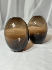 Brown Hand Blown Glass Modernist Bud Vases picture