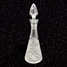 ETCHED ROHAN CRYSTAL DECANTER MADE IN FRANCE VINTAGE ART GLASS TALL 14.5”T 3”W picture