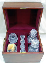 Cartier Tudor Crystal Liquor Cabinet Whiskey Decanter Cordial Cognac Glasses Bar picture