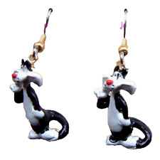 Funky SYLVESTER CAT EARRINGS-Looney Tune Tweety Bird Mini Figure Costume Jewelry picture