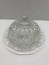 BEAUTIFUL Vintage Round Cut Glass Butter/ Cheese Dish with Domed Lid - LOOK picture
