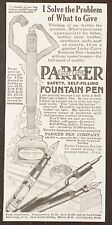 1916 PARKER FOUNTAIN PEN Vtg Xmas Print Ad~Lucky Curve Jack Knife Janesville,Wis picture