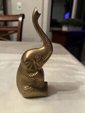 Vintage Solid Brass 6-1/2” Elephant Figurine Trunk Up. Made in India. picture
