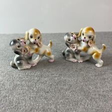Vintage Japan Puppy Dogs with Pink Flowers & Big Eyes Hugging Figurine Empress picture