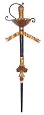 Decorative Wall Hanging Officer’s Sword, Gold & Black Metal, 36” High, Vintage picture
