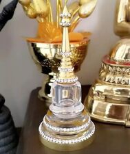 Thai Amulet Stupa Gem Buddha Relic Container Storage Pagoda Acrylic Casket Altar picture