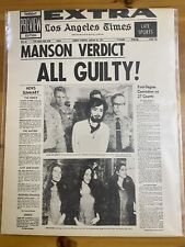 VINTAGE NEWSPAPER HEADLINE ~CULT MURDER KILLER CHARLES MANSON COURT GUILTY 1971 picture