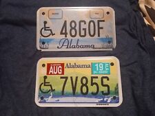 2014 2019 Alabama Handicapped Motorcycle License Plate Tag Lot (2) picture