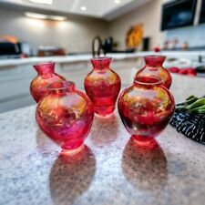 Cranberry Glass Vases Lot of 5 Purple Amethyst Hand Blown Bottles Bud Reflective picture