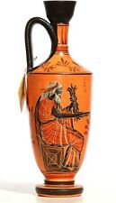 Ancient Greek Ceramic Vase Pot Vessel Lekythos Goddess Athena God Zeus 10.2 Inch picture