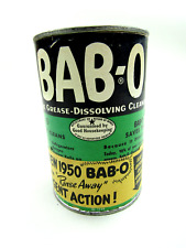Vintage Bab-O Grease Cleaner 1949 Unused Tin Advertising Container Collectible picture