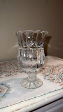 Glass Lead Crystal Pedestal Vase Candle Holder Scalloped Edges, Tulips picture